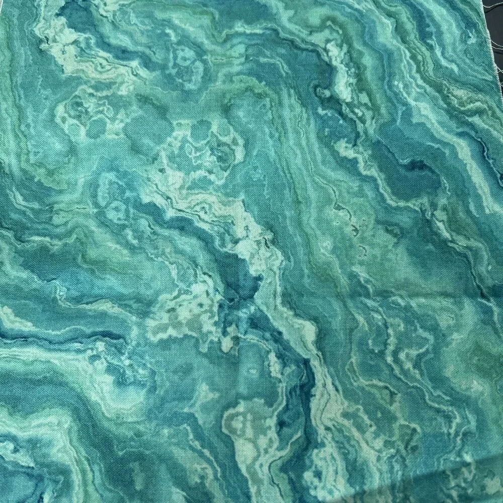 Shades Of Blue & Green Quilting Cotton Fabric Textile Art Lot 15 Pc